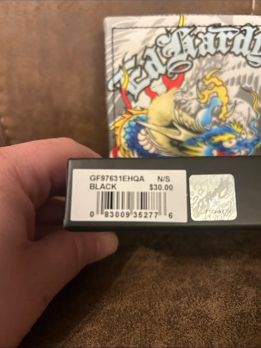 Ed Hardy True Wireless Earbuds - Black with Multicolor Design & Men Wallet